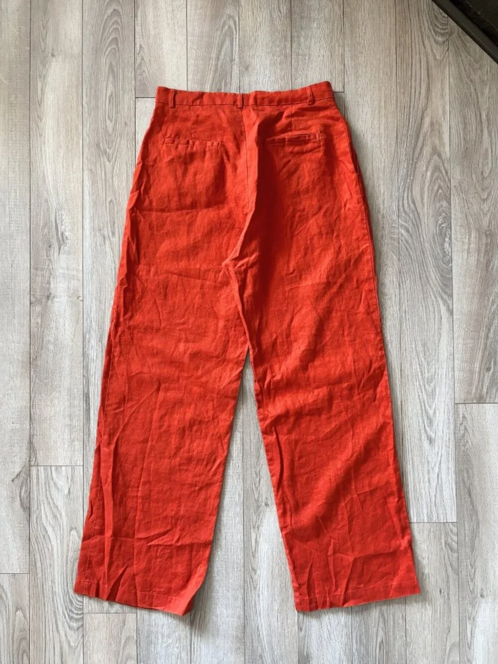 Reformation Vesta Linen Wide Leg High Waist Pants Orange Tomato Girl Size 10